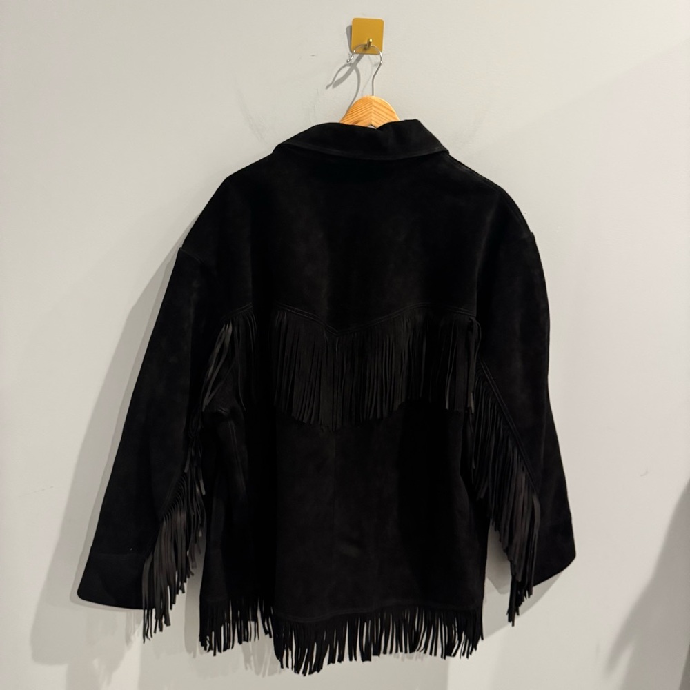NWT Polo Ralph Lauren Fringe Suede Western Jacket in Black, Size XXL - Picture 12 of 16
